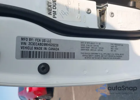 2021 Chrysler 300 300S z USA, uszkodzony, nr VIN 2C3CCABG9MH520238